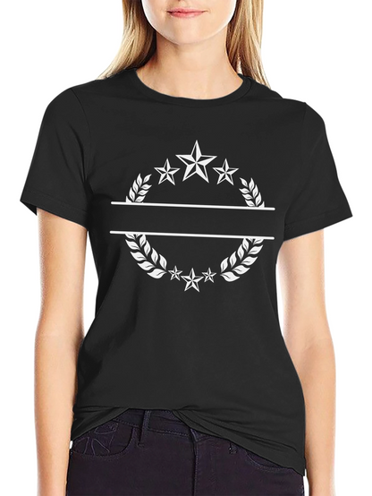Stylish Star Laurel Wreath Black T-Shirt