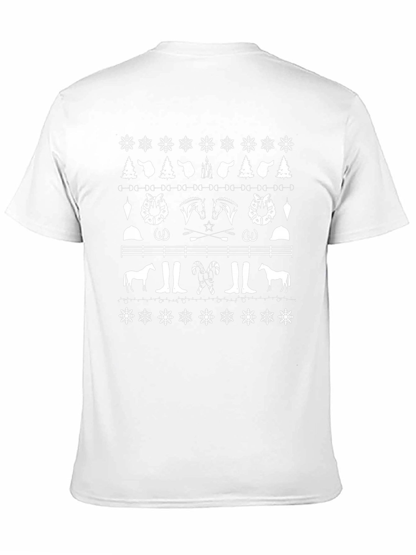 Equestrian Christmas Pattern Crewneck T-Shirt