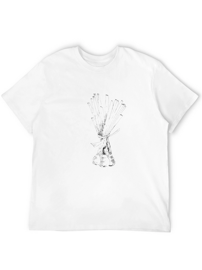 Mens Graphic Tee - Black Bouquet Print Casual Shirt