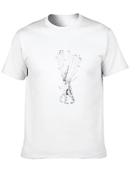 Mens Graphic Tee - Black Bouquet Print Casual Shirt