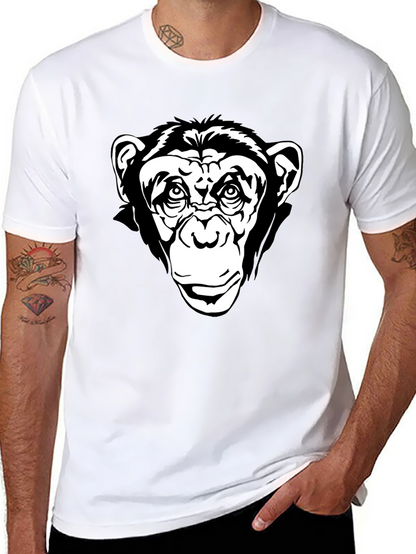 Black T-Shirt with Chimpanzee Graphic