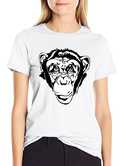 Black T-Shirt with Chimpanzee Graphic