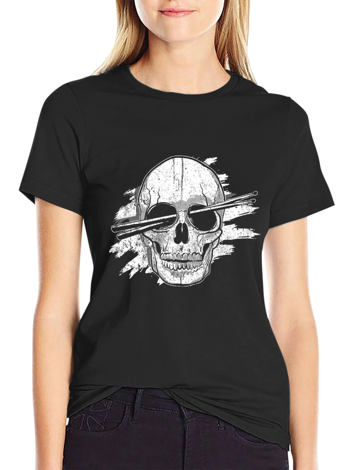 Skull Drummer T-Shirt - Rock & Roll Tee