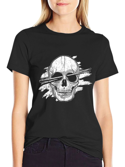 Skull Drummer T-Shirt - Rock & Roll Tee