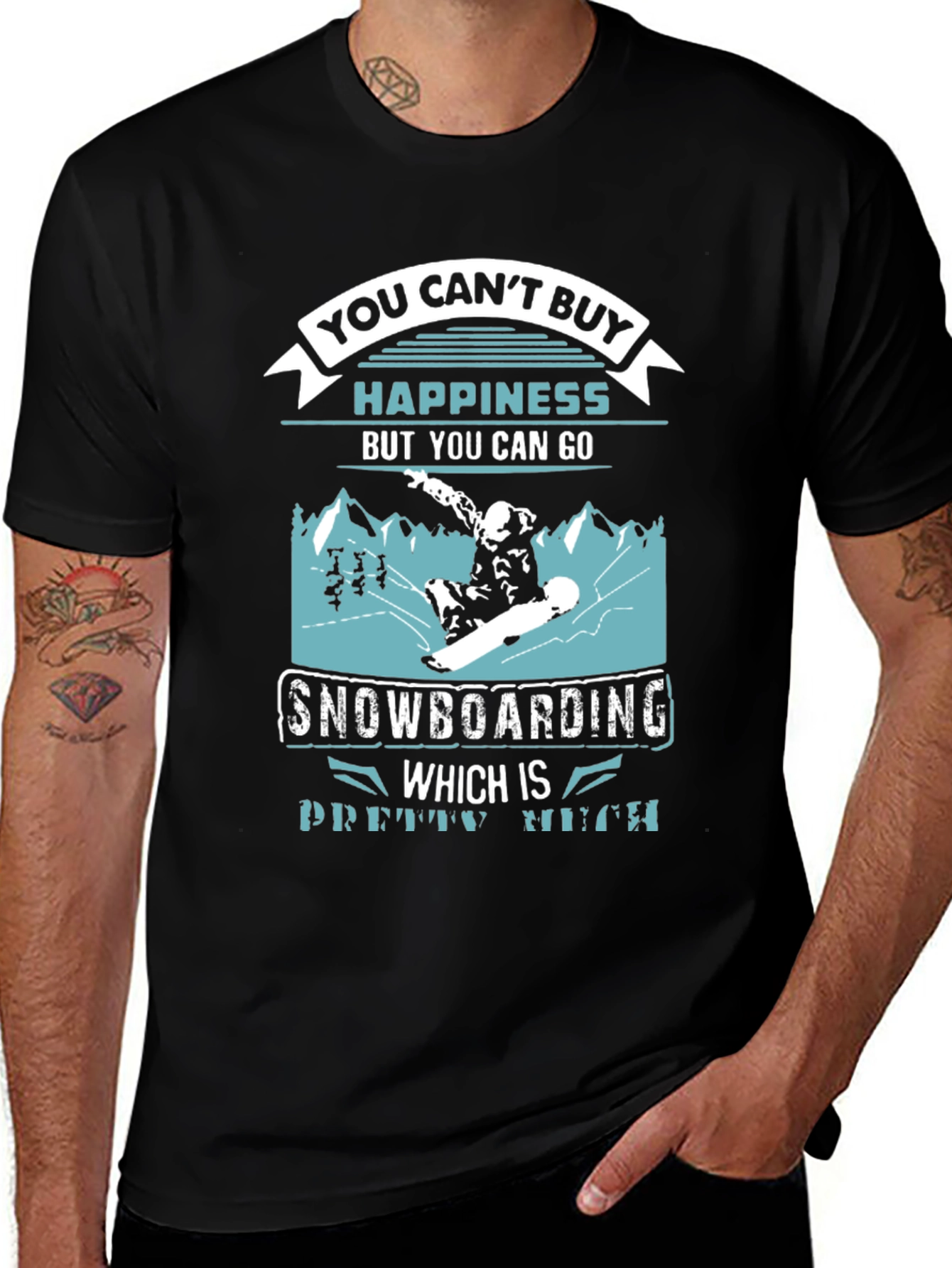 Snowboarding Happiness Graphic T-Shirt