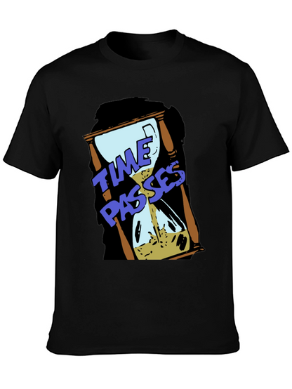 Time Passes Hourglass Graphic Black T-Shirt