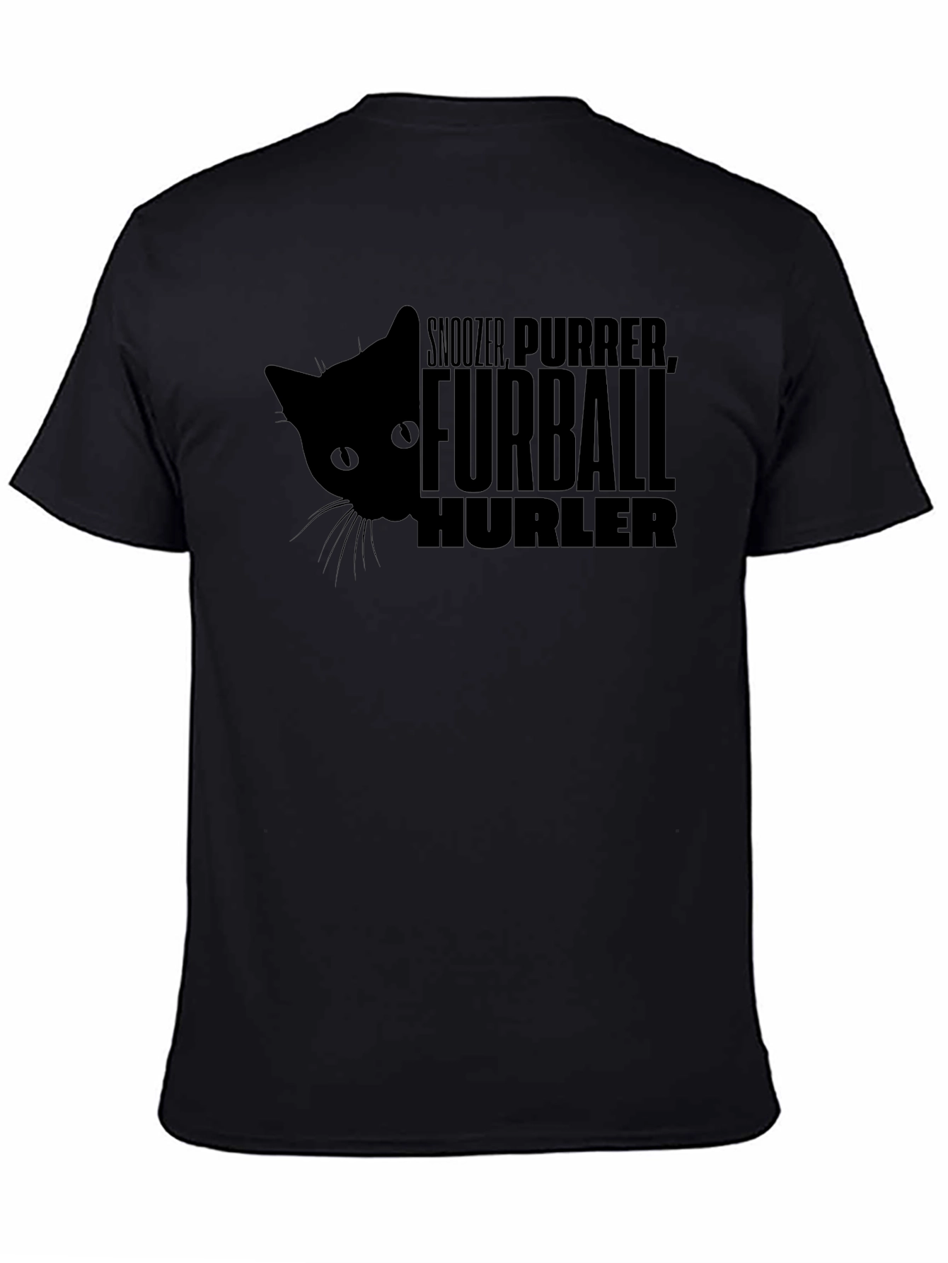 Furball Hurler Cat T-Shirt - Black
