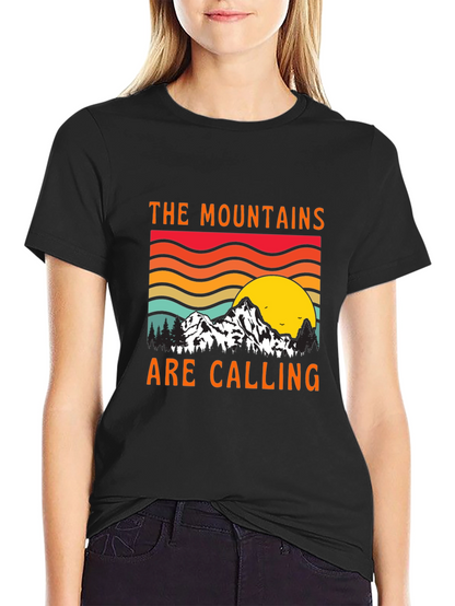 Mountains Are Calling Black Tee