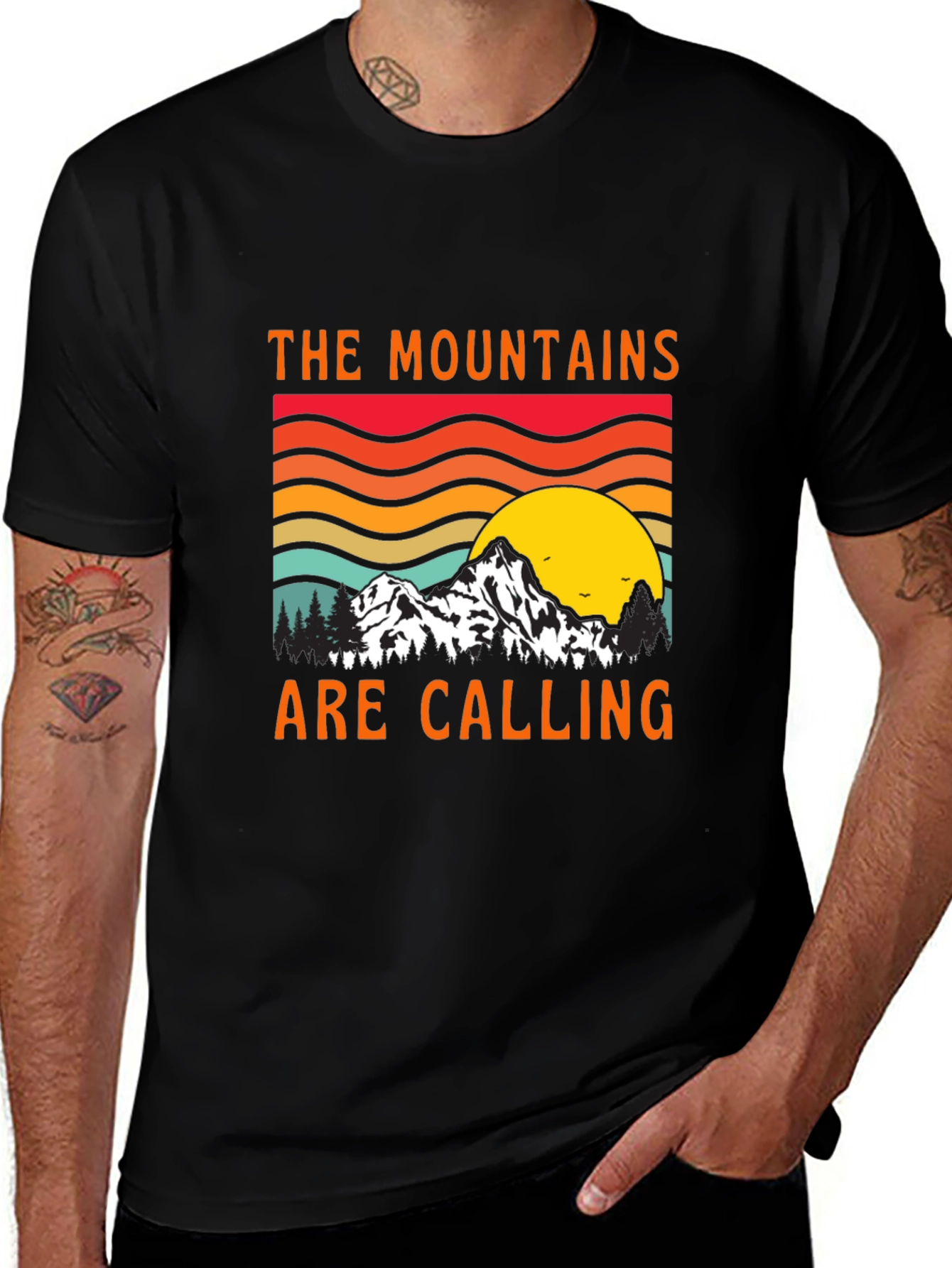 Mountains Are Calling Black Tee