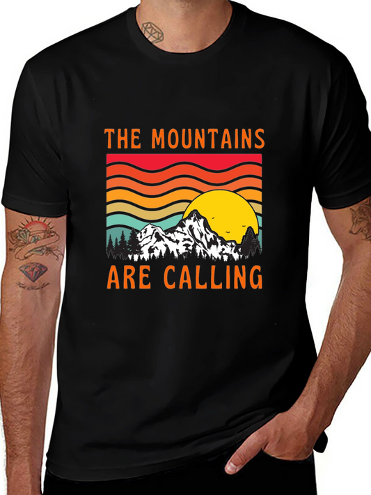 Mountains Are Calling Black Tee
