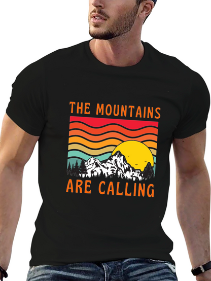 Mountains Are Calling Black Tee
