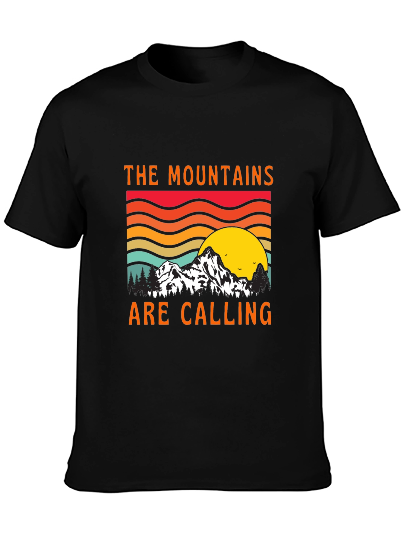 Mountains Are Calling Black Tee