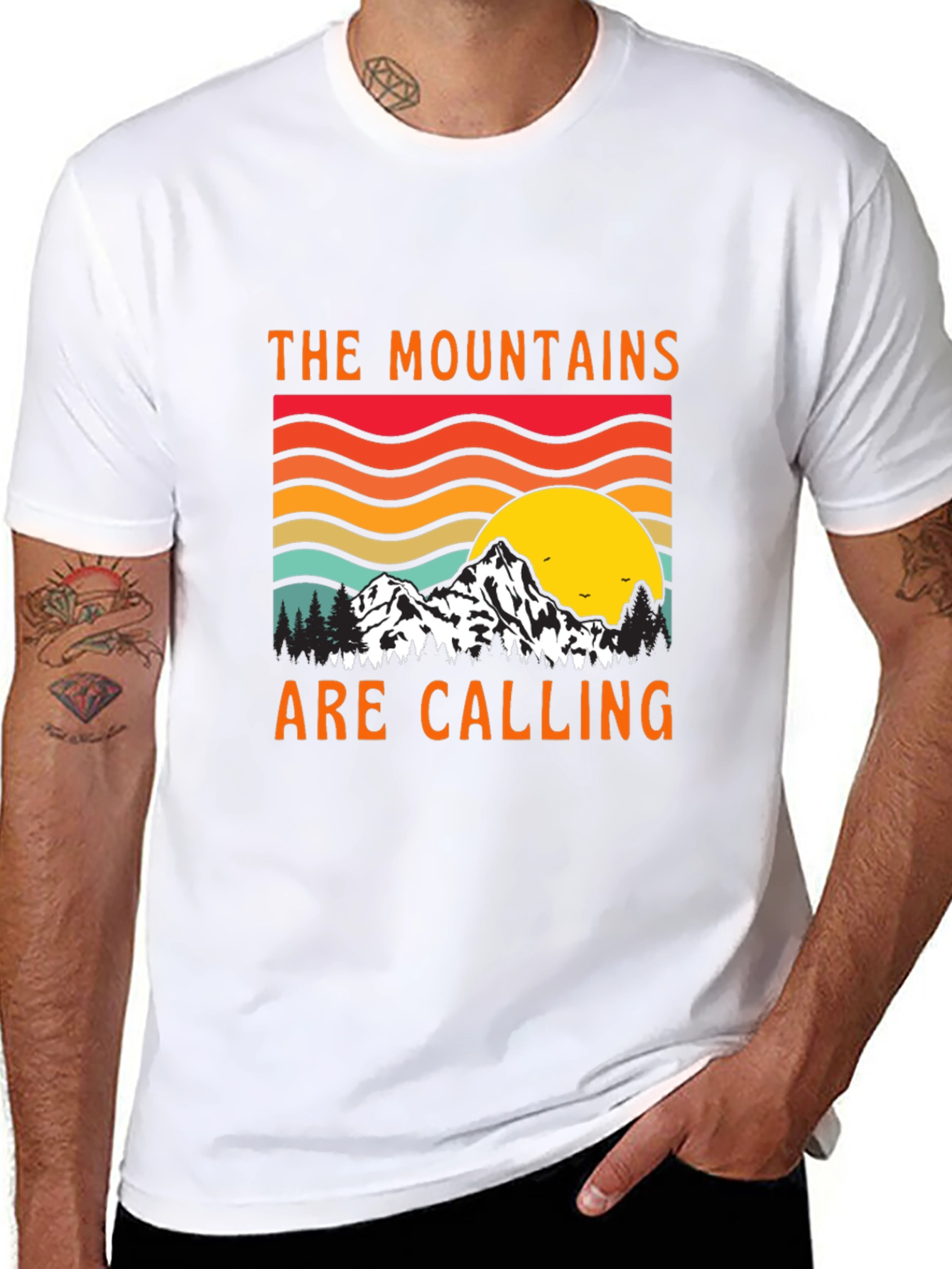 Mountains Are Calling Black Tee