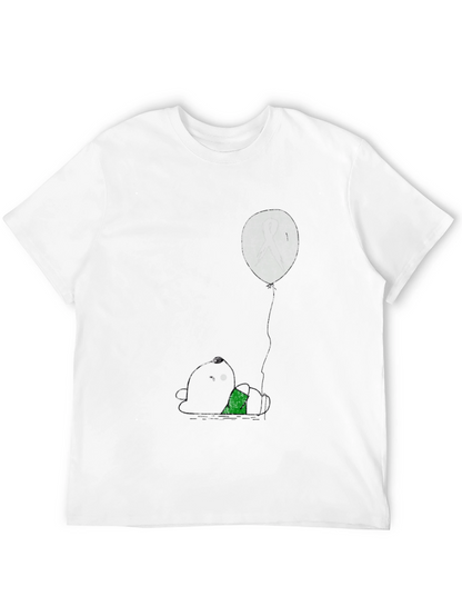 Unique Graphic Print T-Shirt: Panda and Ribbon Balloon
