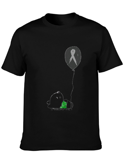 Unique Graphic Print T-Shirt: Panda and Ribbon Balloon