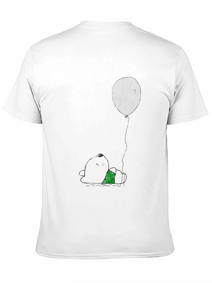 Unique Graphic Print T-Shirt: Panda and Ribbon Balloon