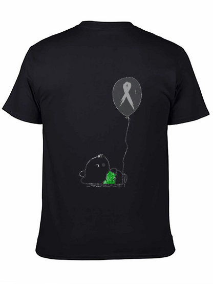 Unique Graphic Print T-Shirt: Panda and Ribbon Balloon