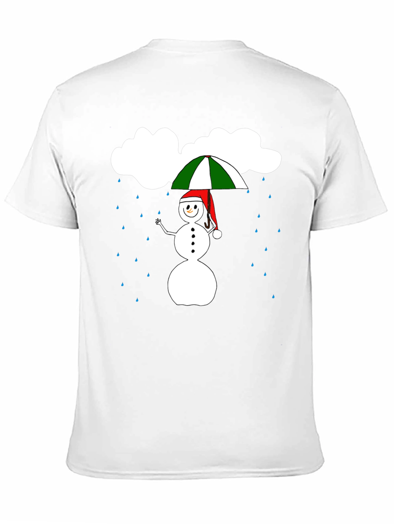 Rainy Day Snowman Graphic Tee - Black Cotton