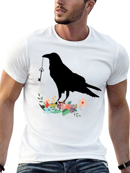 Raven Key Floral T-Shirt - Gothic Style Tee