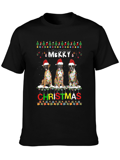 Merry Christmas Boxer Dog T-Shirt Festive Holiday Tee