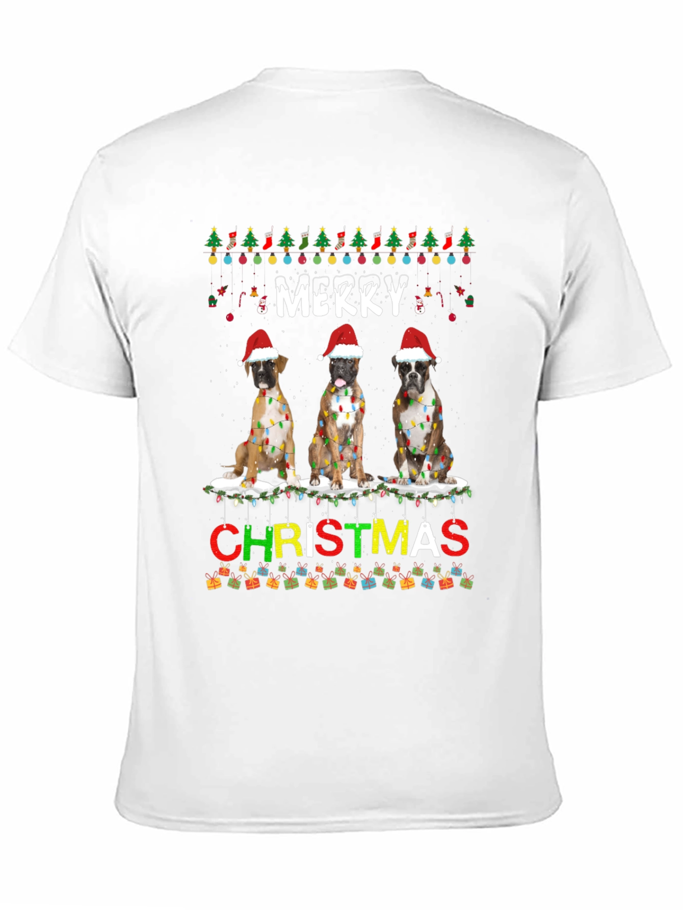 Merry Christmas Boxer Dog T-Shirt Festive Holiday Tee