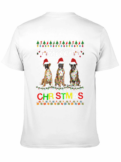 Merry Christmas Boxer Dog T-Shirt Festive Holiday Tee