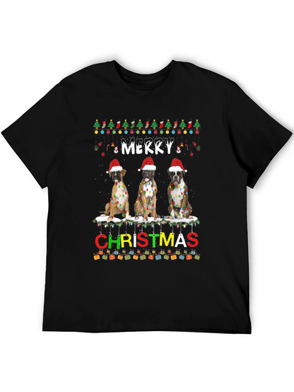 Merry Christmas Boxer Dog T-Shirt Festive Holiday Tee