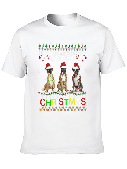 Merry Christmas Boxer Dog T-Shirt Festive Holiday Tee