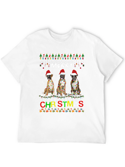 Merry Christmas Boxer Dog T-Shirt Festive Holiday Tee