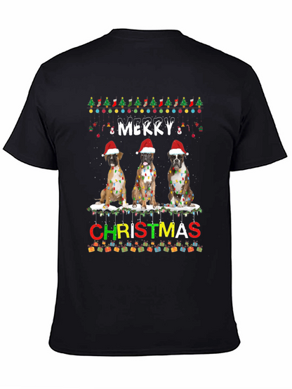 Merry Christmas Boxer Dog T-Shirt Festive Holiday Tee