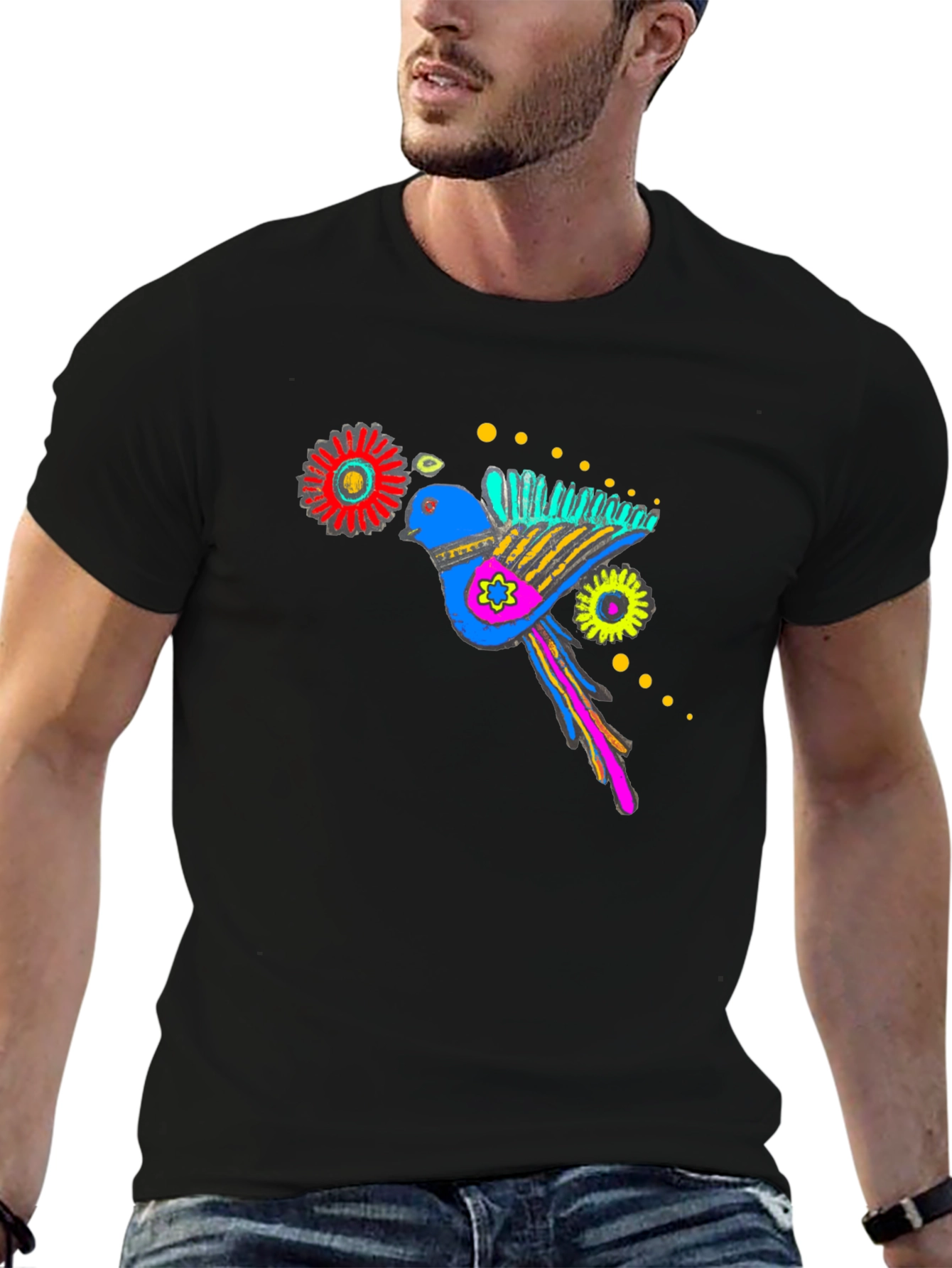 Bird Graphic Black T-Shirt