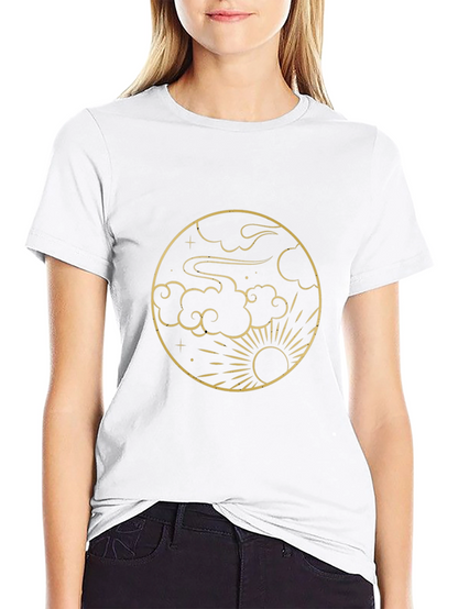 Celestial Circle Tee - Sun Clouds Graphic Print