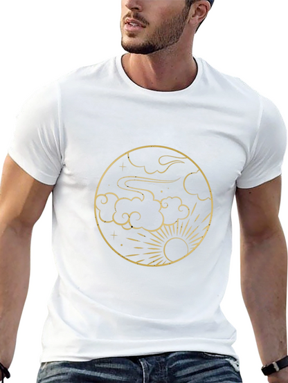 Celestial Circle Tee - Sun Clouds Graphic Print