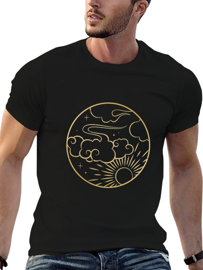 Celestial Circle Tee - Sun Clouds Graphic Print