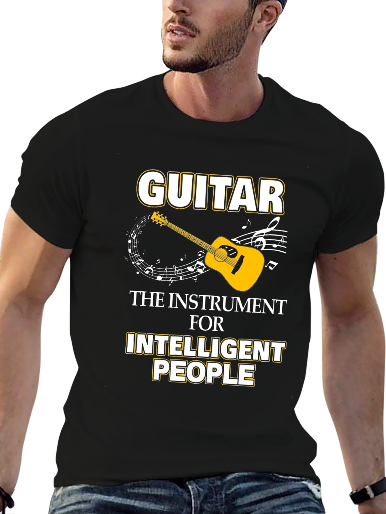 Guitar Intelligent People Black T-Shirt