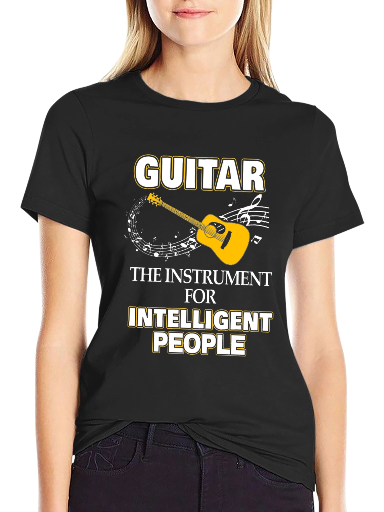 Guitar Intelligent People Black T-Shirt