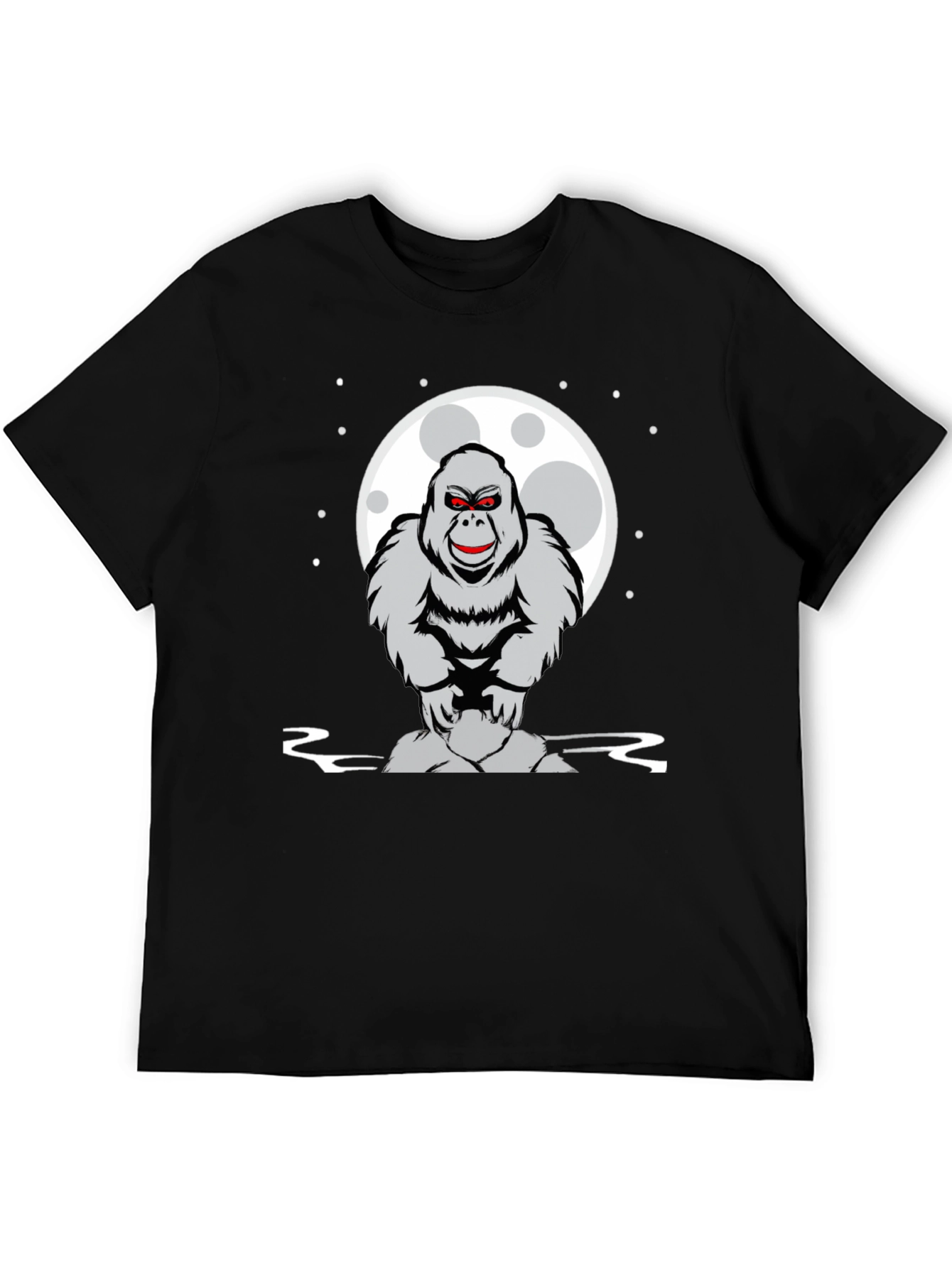 Gorilla Moon Graphic Tee - Black Cotton T-Shirt