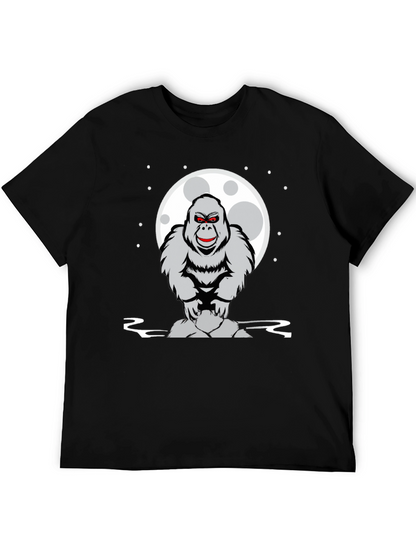 Gorilla Moon Graphic Tee - Black Cotton T-Shirt