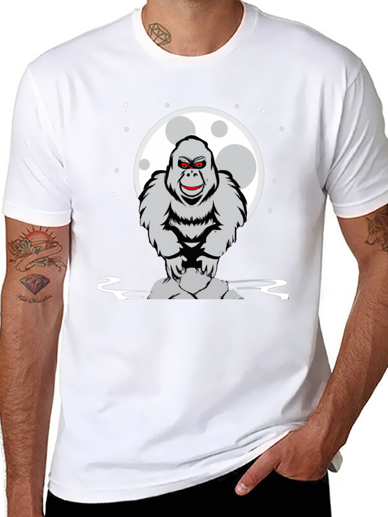 Gorilla Moon Graphic Tee - Black Cotton T-Shirt