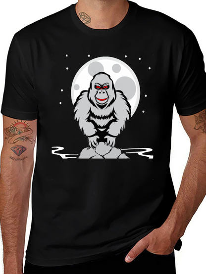 Gorilla Moon Graphic Tee - Black Cotton T-Shirt