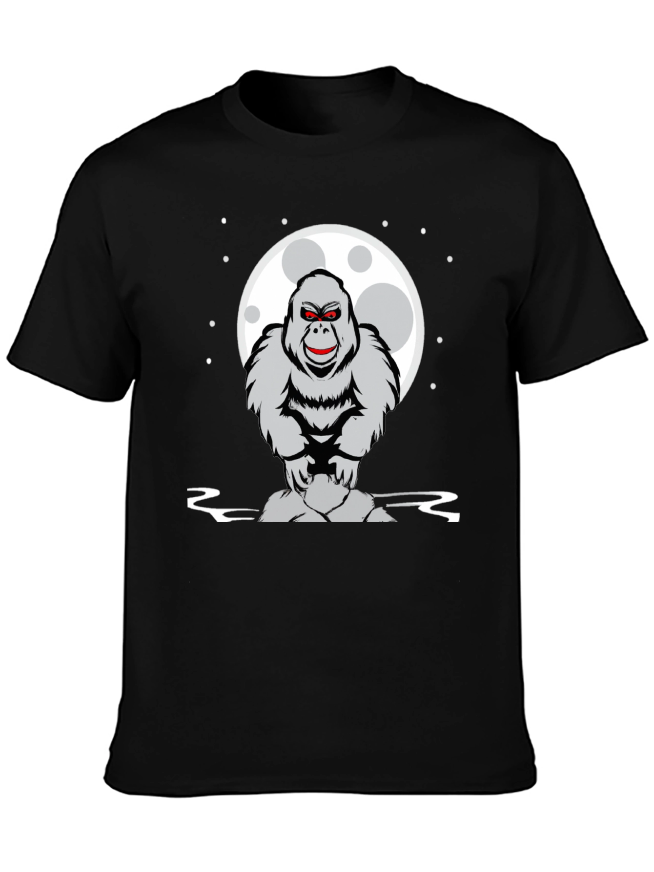 Gorilla Moon Graphic Tee - Black Cotton T-Shirt