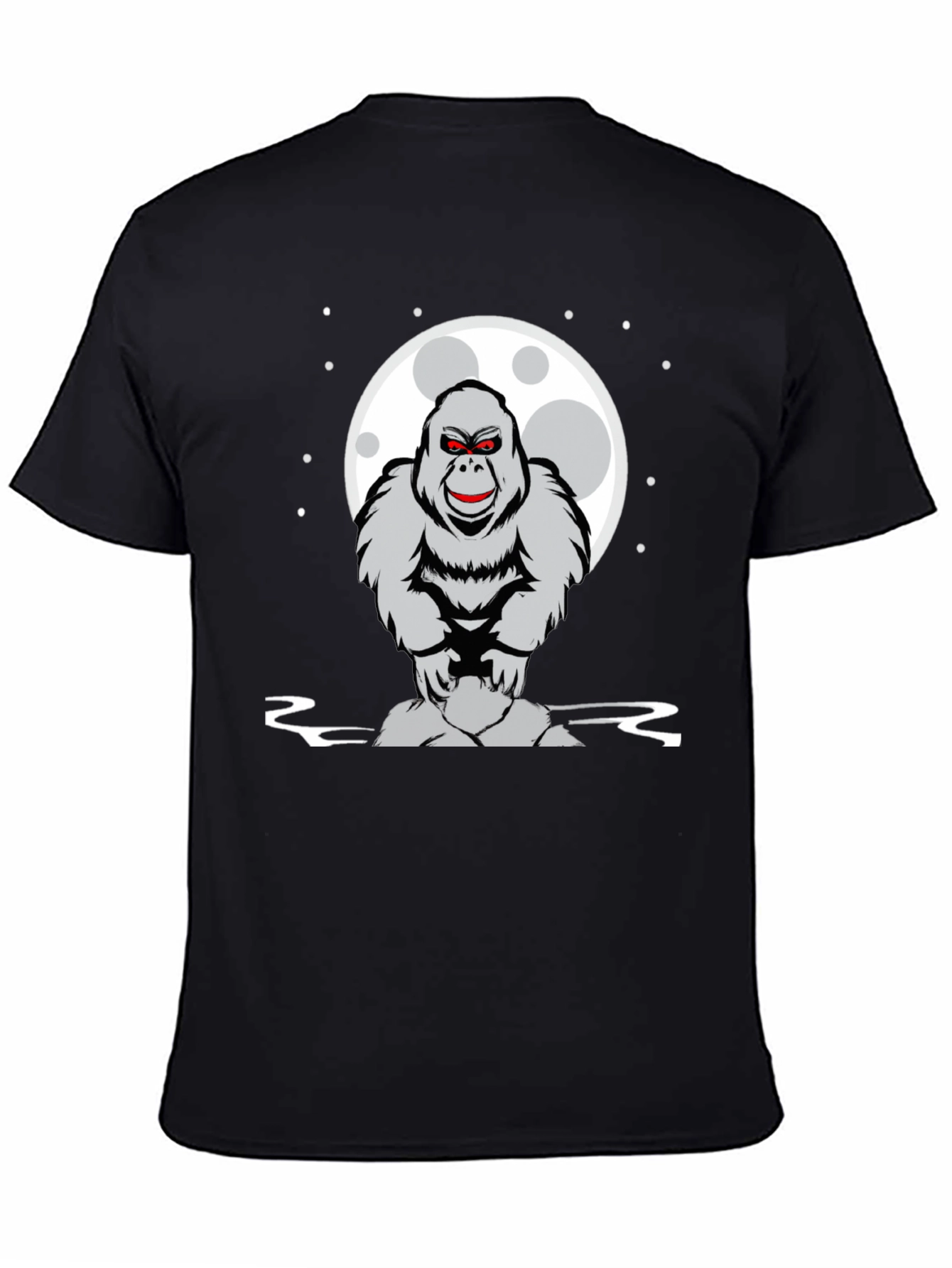 Gorilla Moon Graphic Tee - Black Cotton T-Shirt