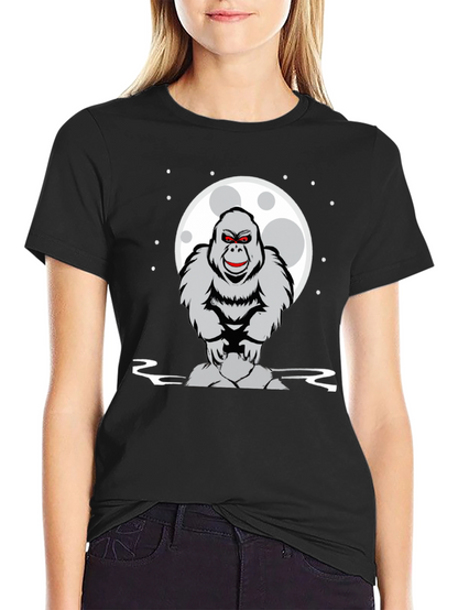 Gorilla Moon Graphic Tee - Black Cotton T-Shirt
