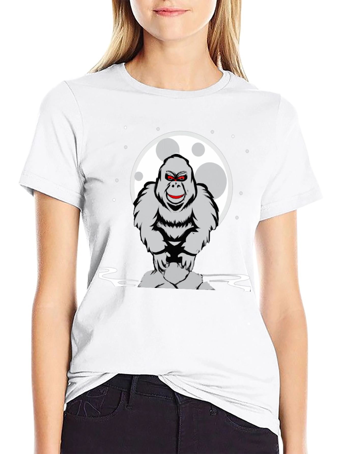 Gorilla Moon Graphic Tee - Black Cotton T-Shirt