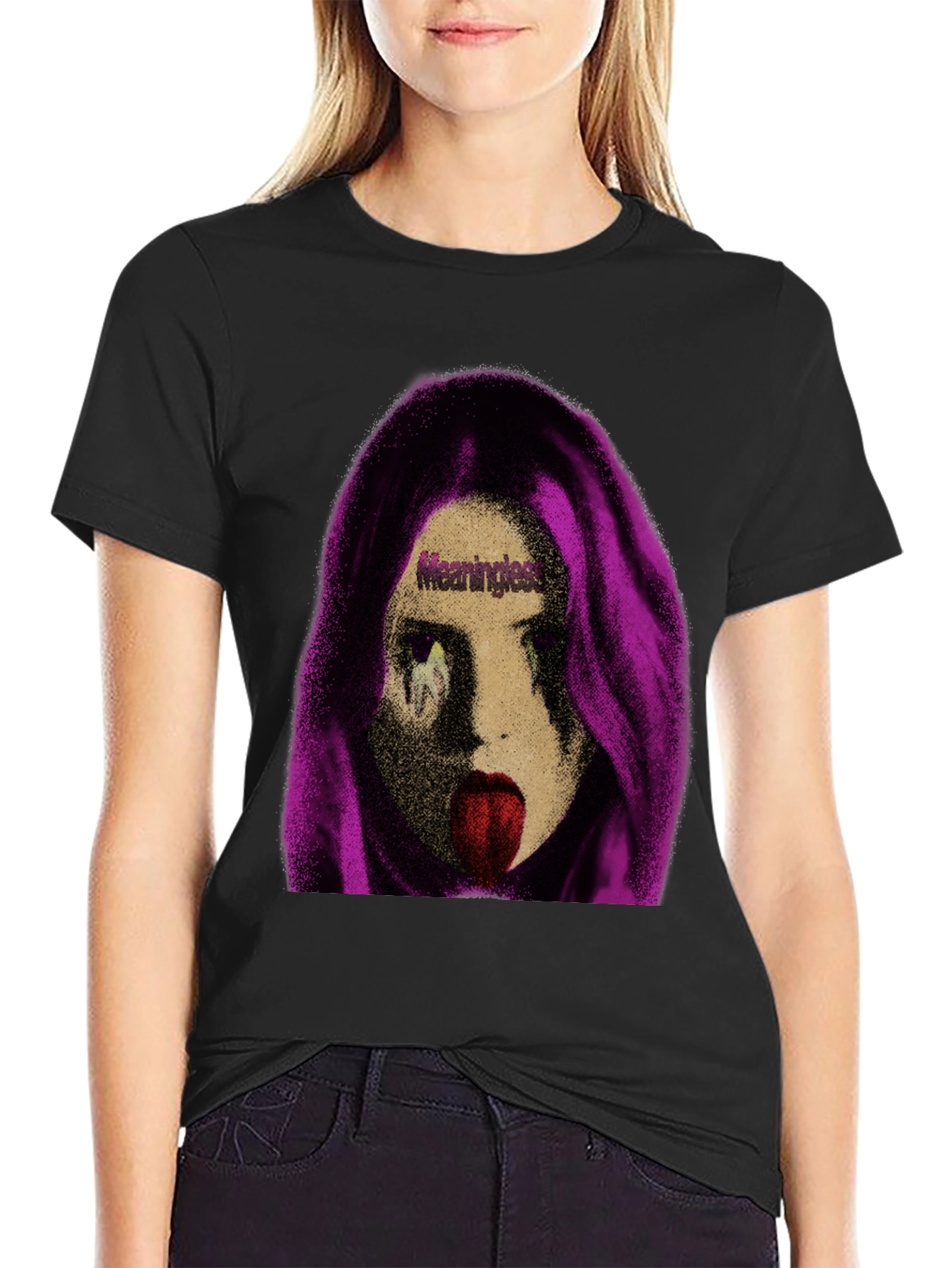 Meaningless Girl Graphic Black T-Shirt