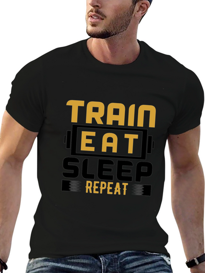 Train Eat Sleep Repeat Black Graphic Tee