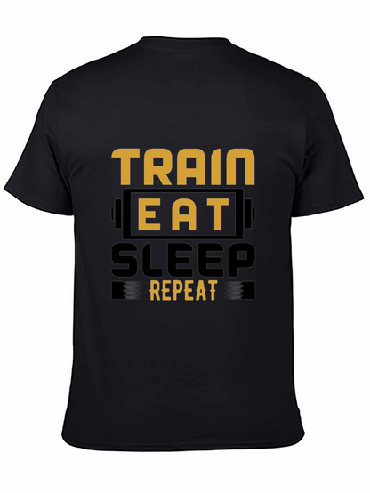 Train Eat Sleep Repeat Black Graphic Tee