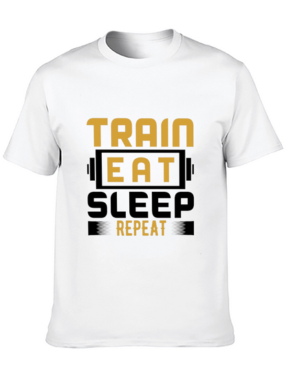 Train Eat Sleep Repeat Black Graphic Tee