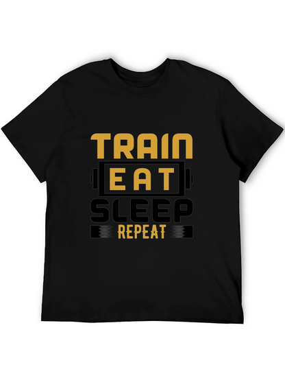 Train Eat Sleep Repeat Black Graphic Tee