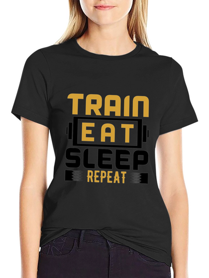 Train Eat Sleep Repeat Black Graphic Tee